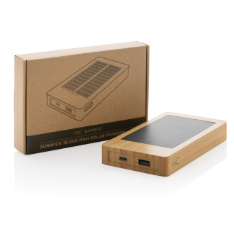 Solární powerbanka Sunwick 10 000 mAh z bambusu