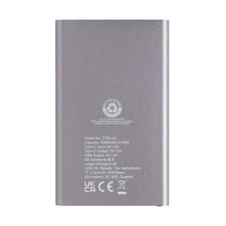 Powerbanka 4000mAh s USB C z RCS recykl. plastu a hliníku