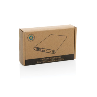 Powerbanka 4000mAh s USB C z RCS recykl. plastu a hliníku