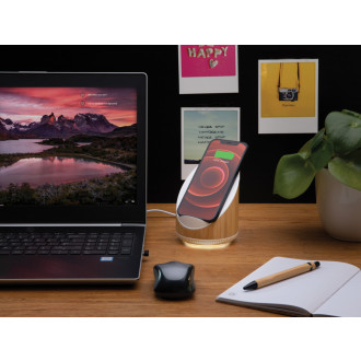 Bambusový reproduktor Ovate 5W s bezdrátovou nabíječkou 15W