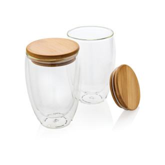 Sklenice s bambusovým víčkem 2ks 350ml