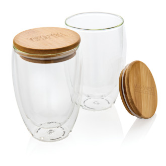 Sklenice s bambusovým víčkem 2ks 350ml