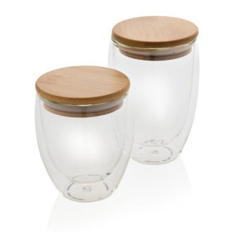 Sklenice s bambusovým víčkem 2ks 350ml