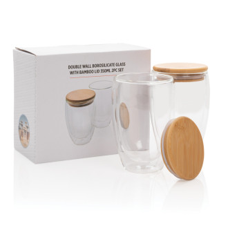 Sklenice s bambusovým víčkem 2ks 350ml