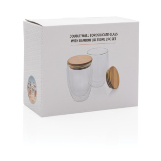 Sklenice s bambusovým víčkem 2ks 350ml