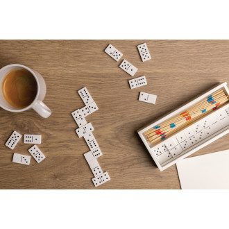 Dřevěná sada domino/mikádo v krabičce