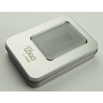 Velká kovová krabička s vložkou na menší flash disk