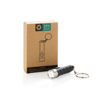 Klíčenka s USB dobíjitelnou svítilnou Globix z RCS plastu