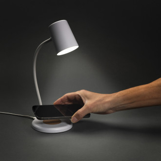 Stolní lampa Zenara s 15W bezdr. nabíjením z RCS plastu