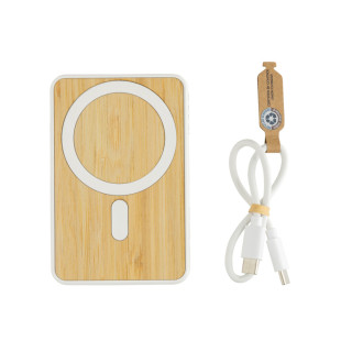 Magnetická powerbanka Zen 5000mAh 5W z RCS plastu a bambusu