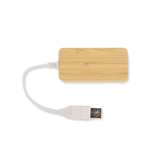 Bambusový rozbočovač USB HUB s vyměnitelnou zástrčkou - RIVO