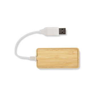 Bambusový rozbočovač USB HUB s vyměnitelnou zástrčkou - RIVO
