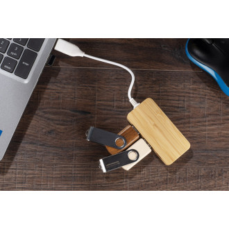 Bambusový rozbočovač USB HUB s vyměnitelnou zástrčkou - RIVO