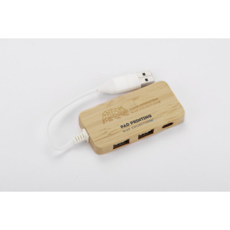 Bambusový rozbočovač USB HUB s vyměnitelnou zástrčkou - RIVO