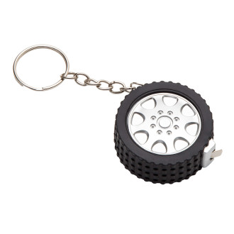 TYRE klíčenka se svinovacím metrem 1 m, černá/stříbrná
