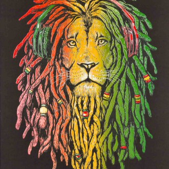 Rastafariánsky lev 3D plagát