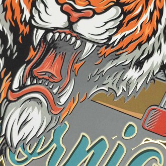Tiger sa skateboardom 3D Zlatý Plagát