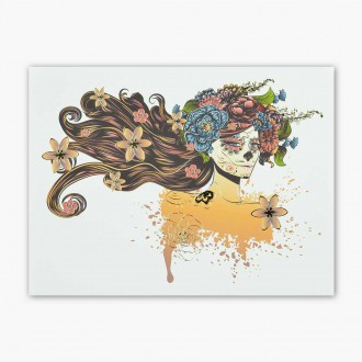 Sugar Skull Girl 3D Zlatý Plagát
