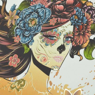 Sugar Skull Girl 3D Zlatý Plagát
