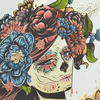 Sugar Skull Girl 3D Zlatý Plagát