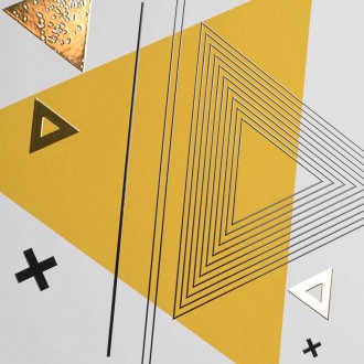 Abstraktné geometrické tvary 3 3D Zlatý Plagát
