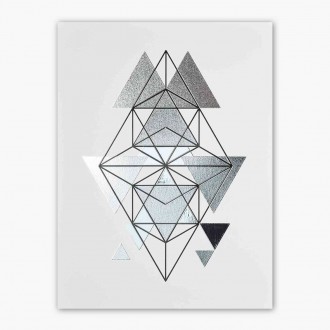 Abstraktné geometrické tvary 9 3D Strieborný Plagát