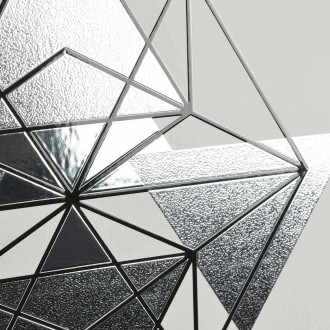 Abstraktné geometrické tvary 9 3D Strieborný Plagát