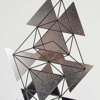 Abstraktné geometrické tvary 9 3D Strieborný Plagát