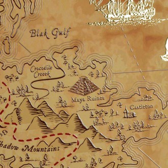 Pirátska mapa 3D Zlatý Plagát