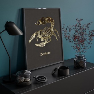 Znamenie zverokruhu Škorpión 3D Zlatý Plagát