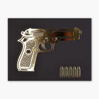 Beretta M92 3D Zlatý Plagát