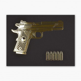 Colt 1911 3D Zlatý Plagát