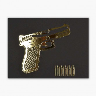 Glock 17 3D Zlatý Plagát