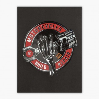 American motorcycles repair shop 3D Strieborný Plagát