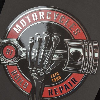 American motorcycles repair shop 3D Strieborný Plagát