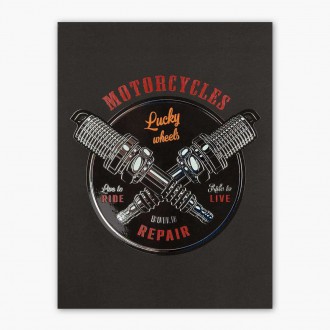 Lucky wheels motorcycles 3D Strieborný Plagát