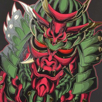 Cyber samurai Pavúk 3D Zlatý Plagát