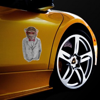 3D Samolepka Šimpanz s červenými okuliarmi