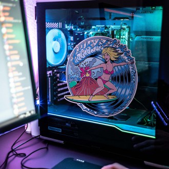 3D Samolepka Serfující dievča