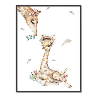 Malá žirafa s mamou detský Plagát