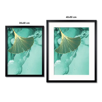 Ginkgo list na zelenom mramore 3D Zlatý Plagát