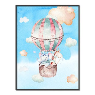 Zvieratká v balóne detský Plagát