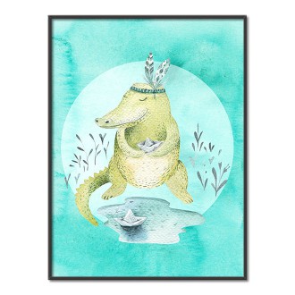 Watercolor krokodíl detský Plagát