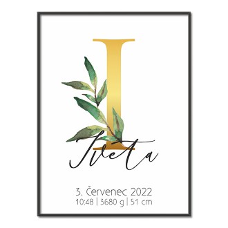 Personalizovateľný plagát Narodenia bábätka - Abeceda "I"
