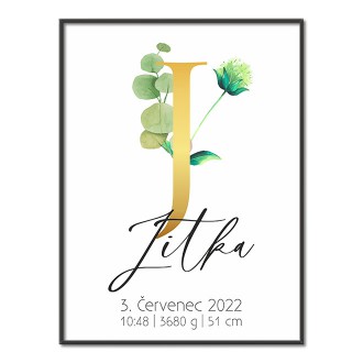 Personalizovateľný plagát Narodenia bábätka - Abeceda "J"