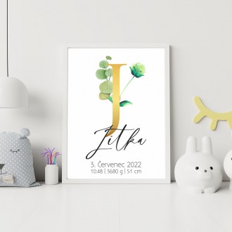 Personalizovateľný plagát Narodenia bábätka - Abeceda "J"