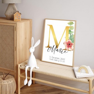 Personalizovateľný plagát Narodenia bábätka - Abeceda "M"