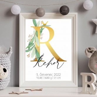 Personalizovateľný plagát Narodenia bábätka - Abeceda "Ř"
