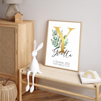 Personalizovateľný plagát Narodenia bábätka - Abeceda "Y"