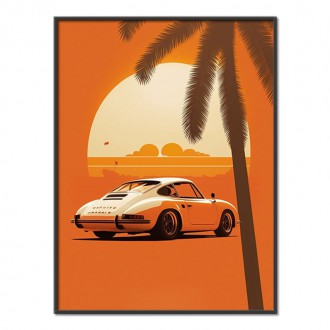 Západ slnka retro porsche